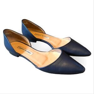 Manolo Blahnik Navy Blue Flats